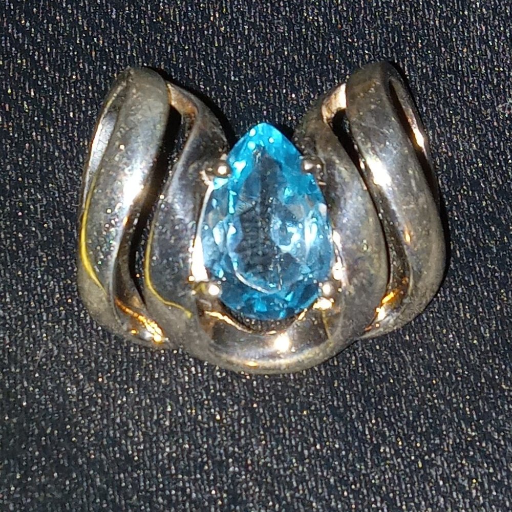 925 Sterling Silver Fancy London Blue Topaz  Slide Pendant